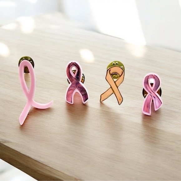 None Accessories - Breast Cancer Pink Tack Pins Set 4pc October Awareness Month Support Lapel